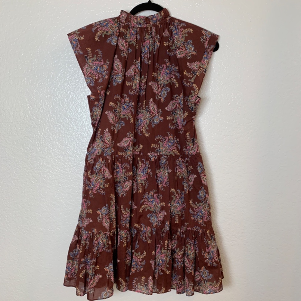 Veronica Beard Zee Paisley Ruffle Mini Dress Womens 8 Tiered 100% Cotton Printed - Picture 12 of 16